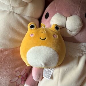 Squishmallow Frog Clip Keychain Yellow Orange